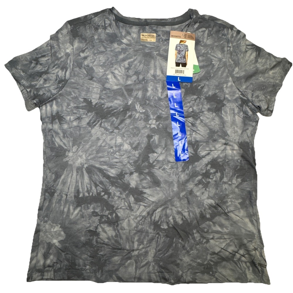 Mondetta India Ink Tie Dye‎ Ultra-Soft Tee Tencel Modal Gray Shirt Large NEW